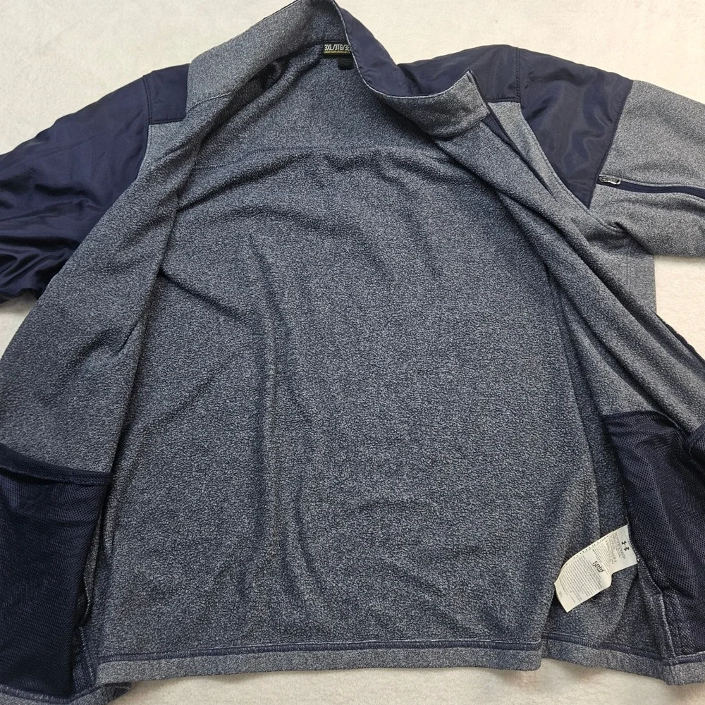 Under Armour Mens ColdGear Full Zip Jacket Gray Navy Blue 3XL Loose Fit 1320997